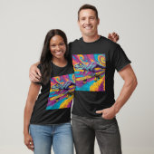 Neon Wervelende Dino Skater T-shirt (Unisex)