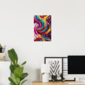 Neon Wervelende Explosie - Levendig Turquoise Mage Poster (Thuiskantoor)