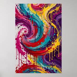Neon Wervelende Explosie - Levendig Turquoise Mage Poster