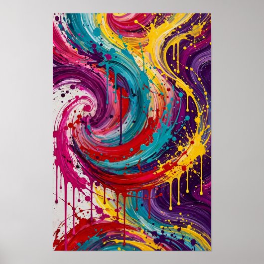 Neon Wervelende Explosie - Levendig Turquoise Mage Poster (Voorkant)