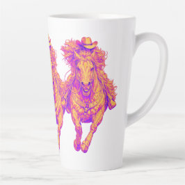 Neon Westers Paard Cowgirl Kunst Latte Mok