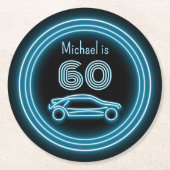 Neon Wheels - Car Racing - Masculine Theme Event Ronde Kartonnen Onderzetter (Voorkant)