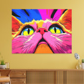 Neon Whiskers: het levendige visioen van een kat Canvas Afdruk (Insitu (Woonkamer))