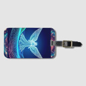Neon White Angel op Galaxy Achtergrond Bagagelabel (Voorkant (horizontaal))