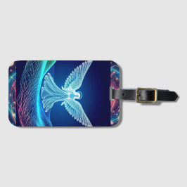 Neon White Angel op Galaxy Achtergrond Bagagelabel