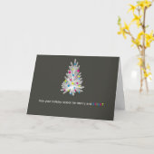 Neon White Kerstmis Tree Holiday Kaart (Gele Bloem)