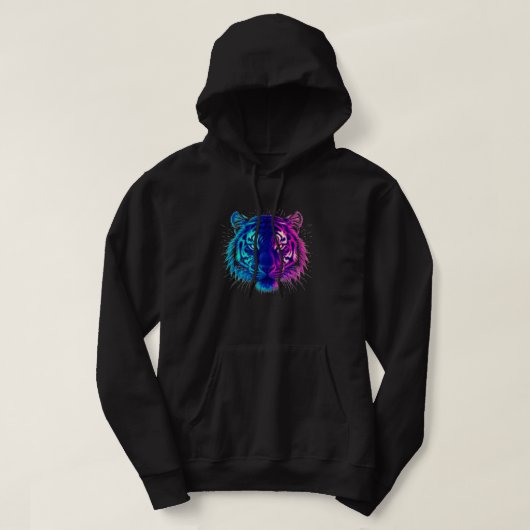 Neon White Tiger – Glowing Cyberpunk Wildlife Art Hoodie (Design voorkant)