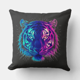 Neon White Tiger – Glowing Cyberpunk Wildlife Art Kussen