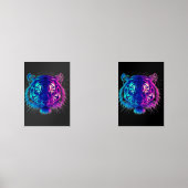Neon White Tiger – Glowing Cyberpunk Wildlife Art Muurkunst Sets (Voorkant)