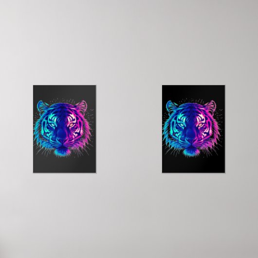 Neon White Tiger – Glowing Cyberpunk Wildlife Art Muurkunst Sets (Voorkant)