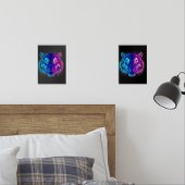 Neon White Tiger – Glowing Cyberpunk Wildlife Art Muurkunst Sets (Slaapkamer)