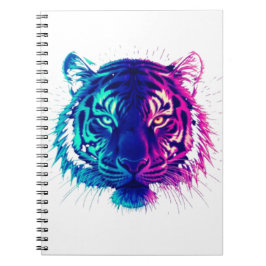 Neon White Tiger – Glowing Cyberpunk Wildlife Art Notitieboek