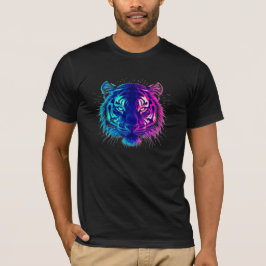 Neon White Tiger – Glowing Cyberpunk Wildlife Art T-shirt