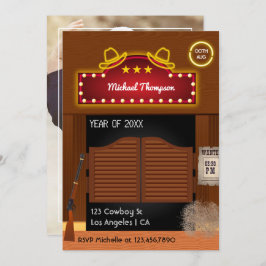 Neon Wild West Cowboy over de Graduation Party Kaart