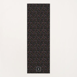 Neon Wildbloemen op zwart, monogram Yogamat