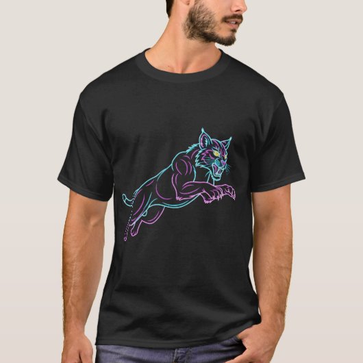 Neon Wildcat Zwart T-shirt (Voorkant)