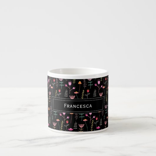 Neon Wildflower, aangepaste monogram Espresso Kop (Voorkant)