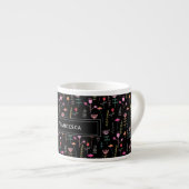 Neon Wildflower, aangepaste monogram Espresso Kop (Voorkant rechts)