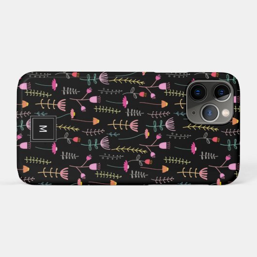 Neon Wildflower op zwart, Case-Mate iPhone Case (Achterkant (horizontaal))
