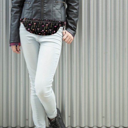 Neon Wildflower op zwart Heuptasje