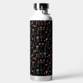 Neon Wildflower op zwart, monogram Waterfles (Links)