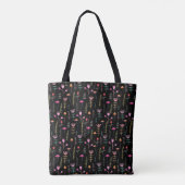 Neon Wildflower op zwart, Tote Bag (Achterkant)