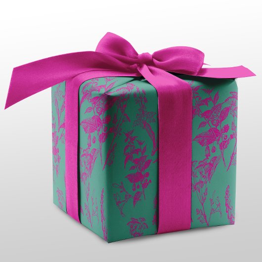 Neon Wildflower Roze & Turquoise Inpakpapier Vel