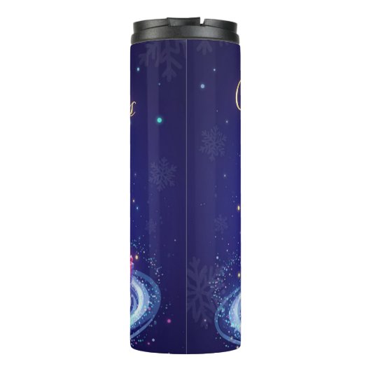 Neon Winter Galaxy Holiday Greeting Thermosbeker (Achterkant)