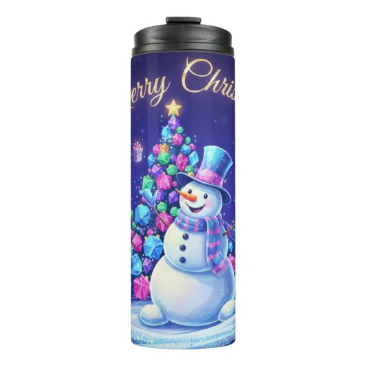 Neon Winter Galaxy Kerstgroet Thermosbeker (Voorkant)