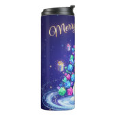 Neon Winter Galaxy Kerstgroet Thermosbeker (Gedraaid links)