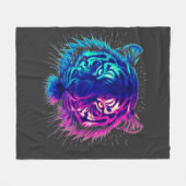 Neon Witte Tijger – Glanzende Cyberpunk Wilde Dier Fleece Deken (Voorkant (Horizontaal))