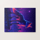 Neon Wolf Above the City Legpuzzel (Horizontaal)