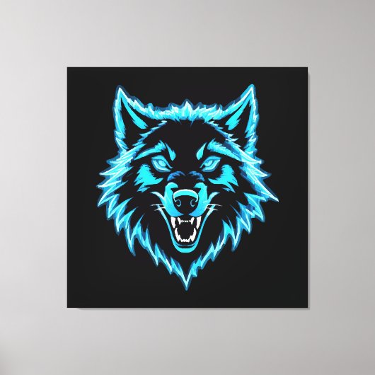 Neon Wolf Canvas Afdruk (Voorkant)