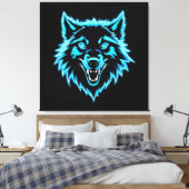 Neon Wolf Canvas Afdruk (Insitu (Slaapkamer))