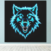 Neon Wolf Canvas Afdruk (Insitu (Houten vloer))