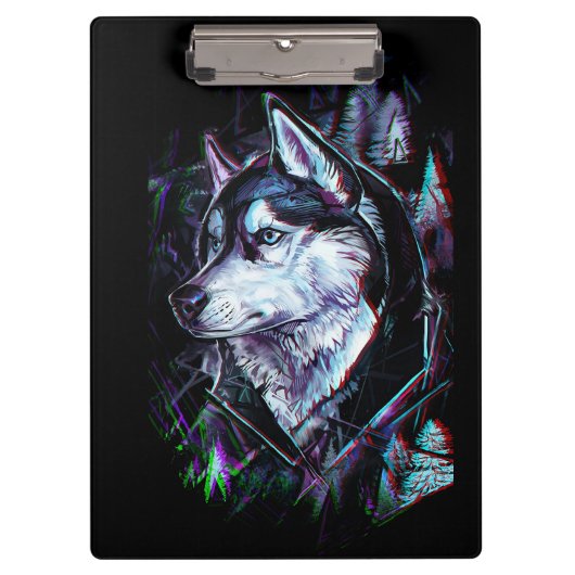 Neon Wolf Clipboard Klembord (Voorkant)