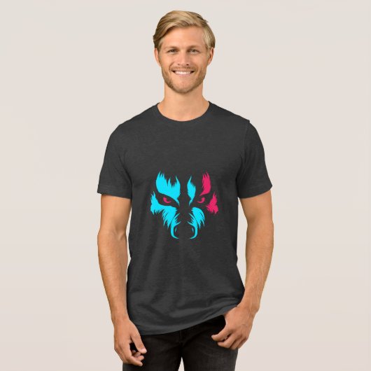 Neon Wolf Face Graphic Tri-Blend Shirt (Voorkant volledig)