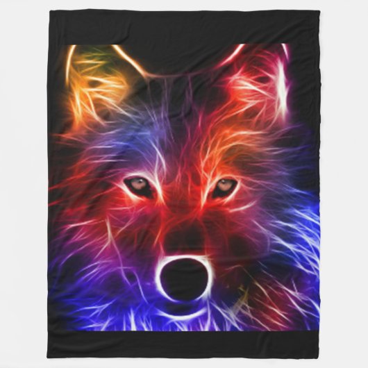 NEON WOLF FLEECE DEKEN (Voorkant)