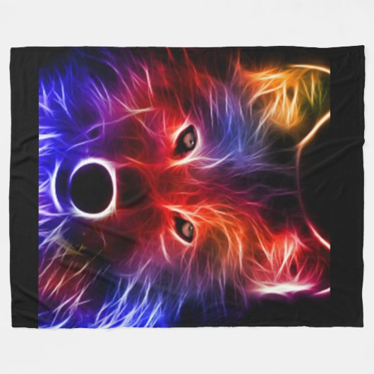 NEON WOLF FLEECE DEKEN (Voorkant (Horizontaal))