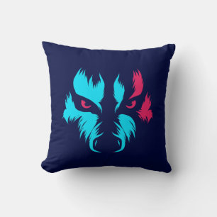 Neon Wolf Gezicht Kussen