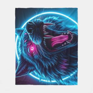Neon Wolf Horror Glanzogen Donkere Fantasy Dier Fleece Deken