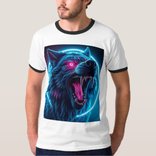 Neon Wolf Horror Gloeiende Ogen Donkere Fantasie D T-shirt