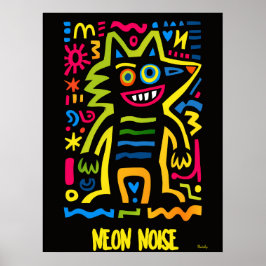 Neon Wolf Poster - Pop Art Halloween Design