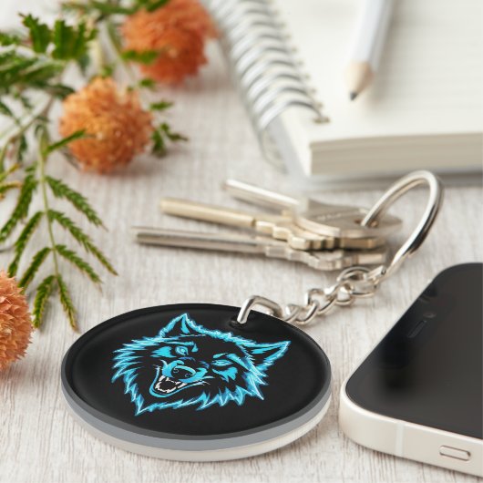Neon Wolf Sleutelhanger (Voorkant Rechts)