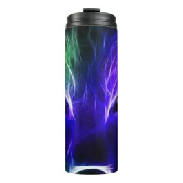 Neon Wolf Sterrenstelsel Kunst Kleurrijk Mystiek W Thermosbeker