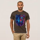 Neon Wolf Tiger Split Art T-shirt (Voorkant volledig)
