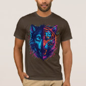 Neon Wolf Tiger Split Art T-shirt (Voorkant)