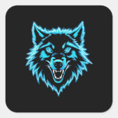 Neon Wolf Vierkante Sticker (Voorkant)