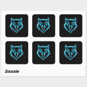 Neon Wolf Vierkante Sticker (Vel)