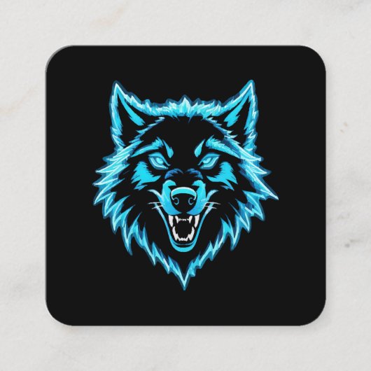 Neon Wolf Vierkante Visitekaartje (Voorkant)